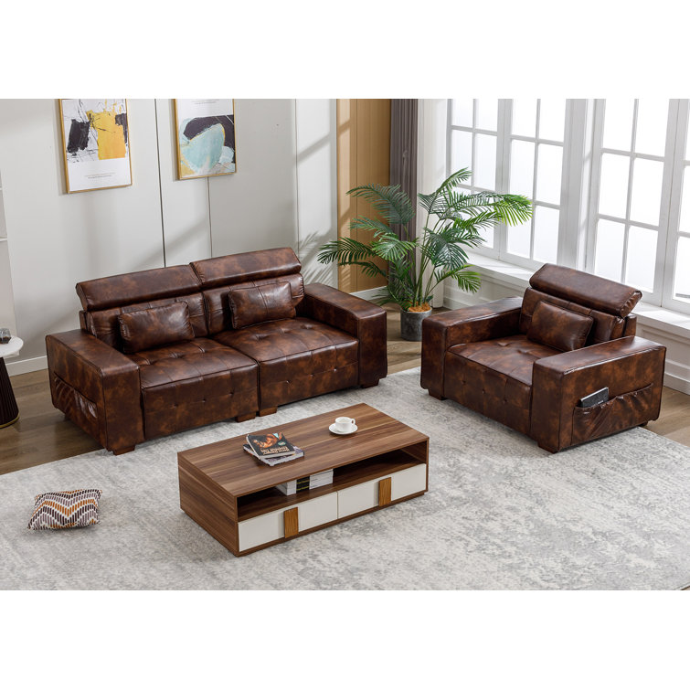 Extra deep store leather sectional